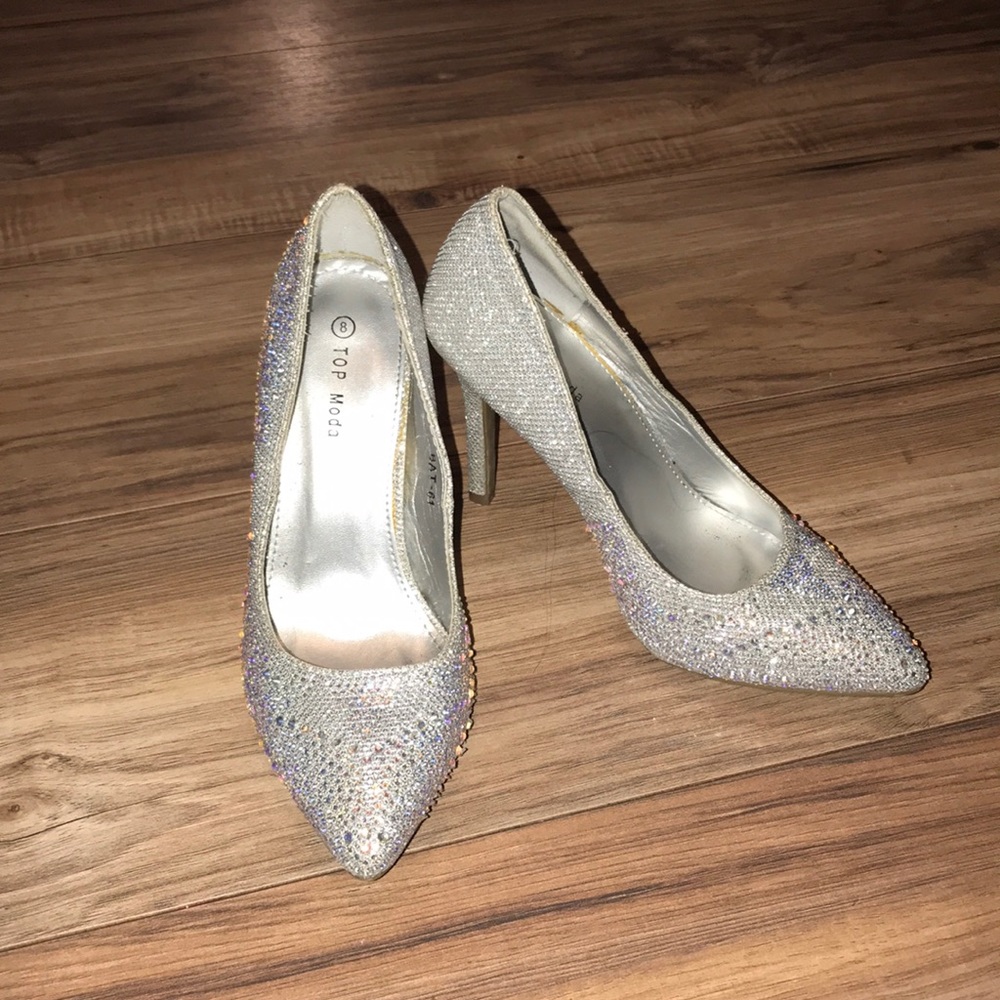 White sparkly heels